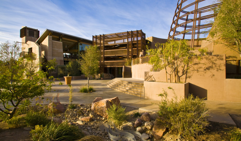 The entrance to the Desert Living Center at the Springs Preserve, Las Vegas, NV, designed by LGA Architecture.