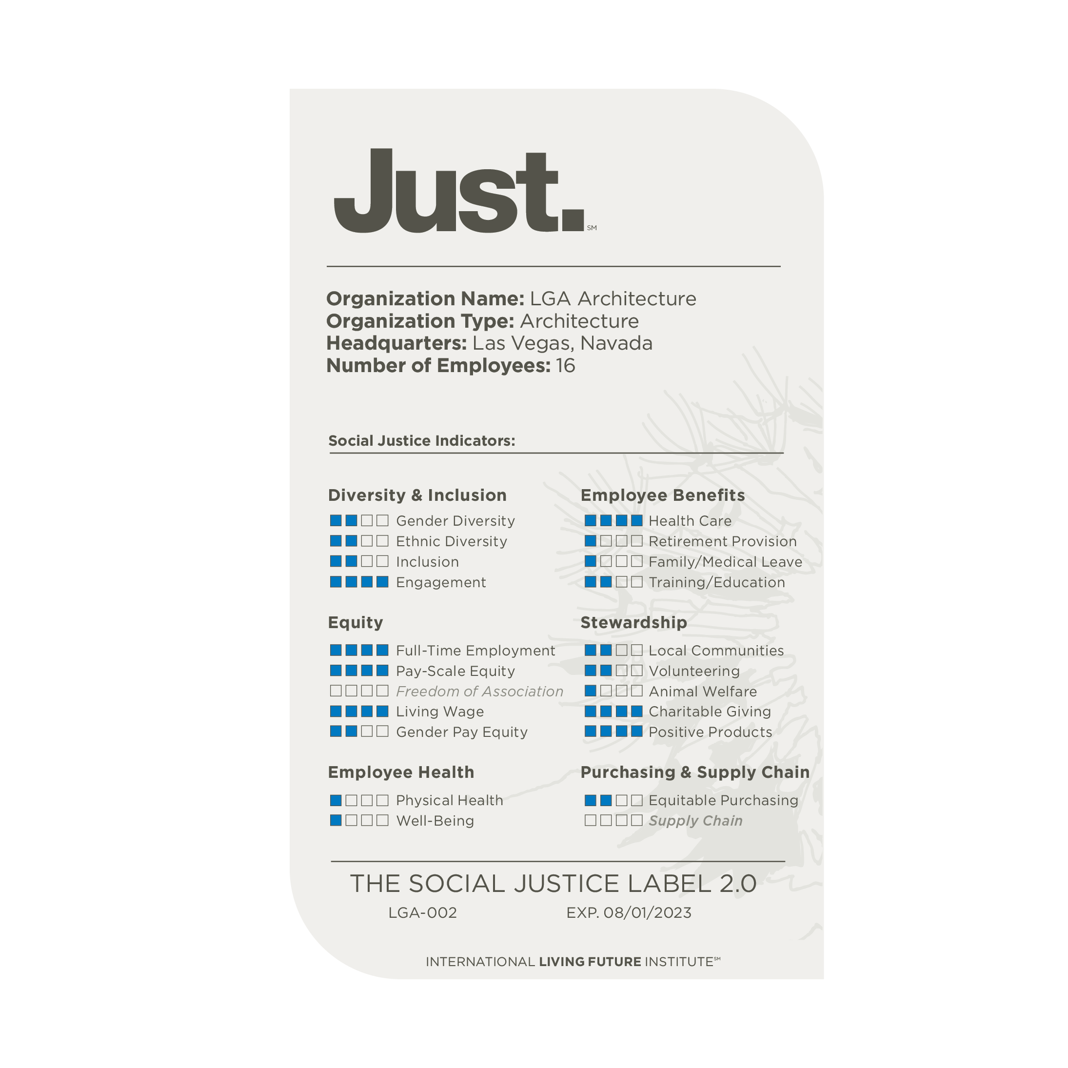 LGA Architecture's official JUST label